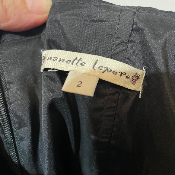 Nanette Lepore Black Silk Strapless Tiered Dress